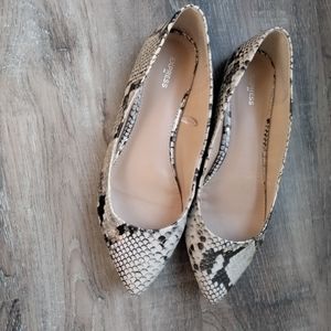 Express Faux Snake Skin Print Flats